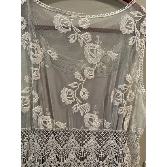 Sundance Dress 16 Lace Floral Embroidered Love Always Coquette Delicate Dainty - Picture 11 of 13